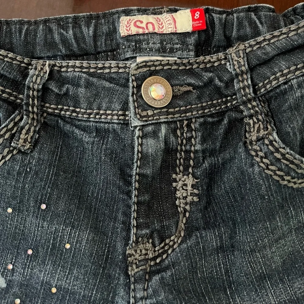 SO girls butterfly rhinestone blue jeans Size 8